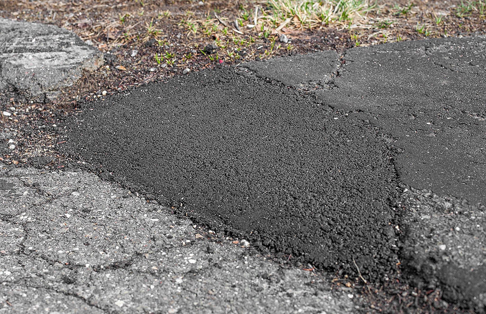 View of ground after asphalt repair